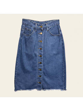 button Down Denim Skirt